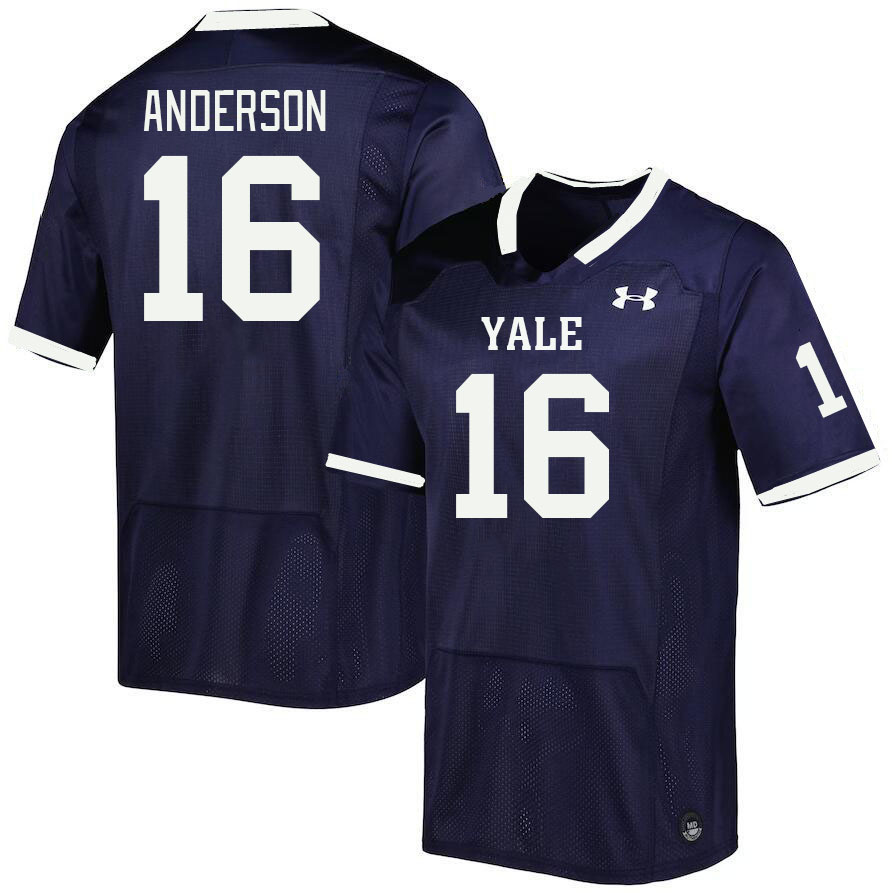 Men-Youth #16 Damian Anderson Yale Bulldogs 2023 College Football Jerseys Stitched-Blue